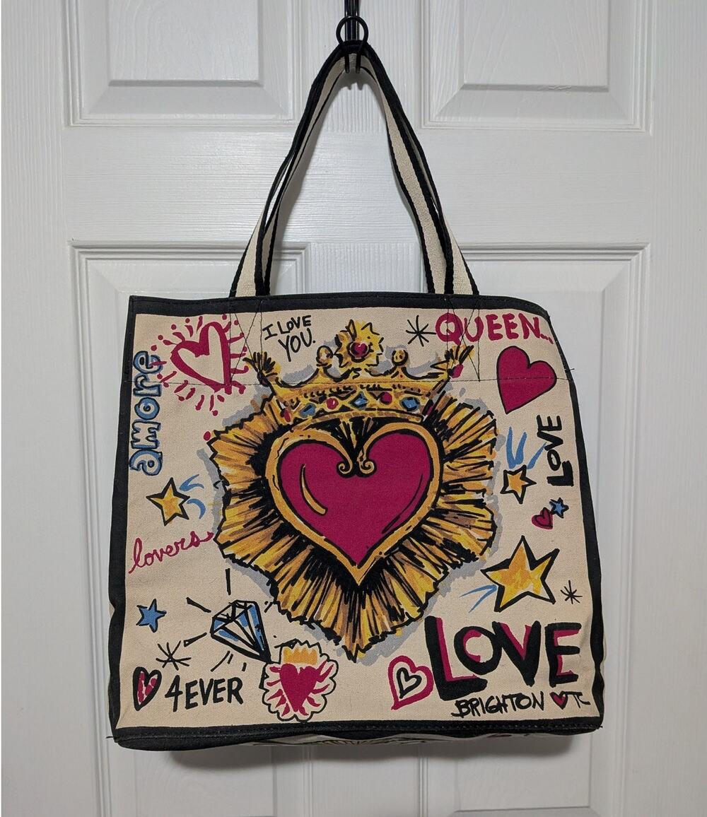 Brighton Queen of Love Canvas Utility Tote Bag Tom Clancy Tattoo Heart Art